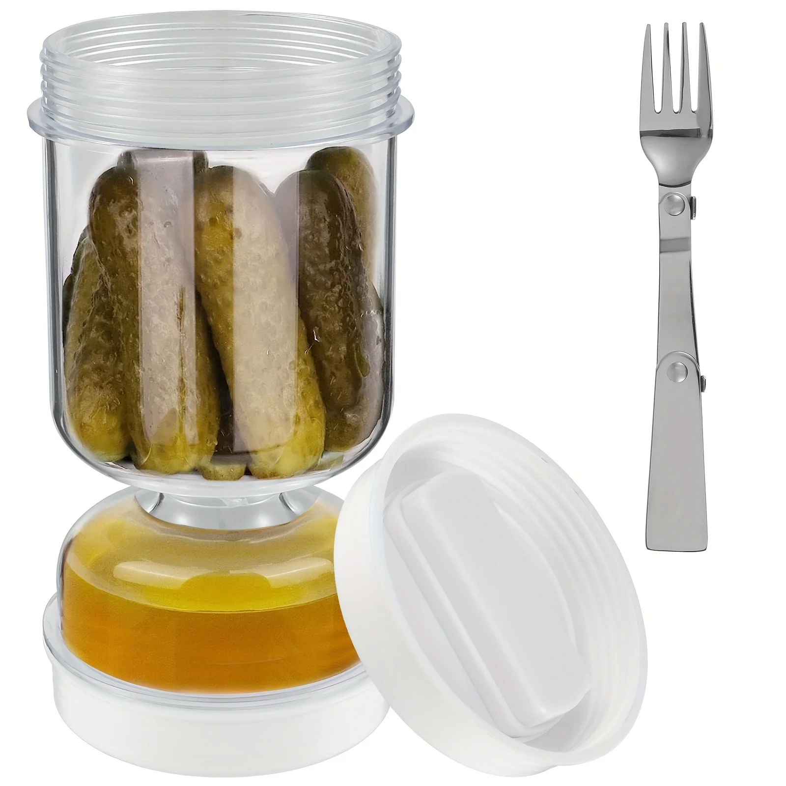 Pickle Olives Hourglass Cucumber Container Airtight Lids Pickles Jar With Forks Dry Wet Dispenser Kitchen Juice Separator Tools