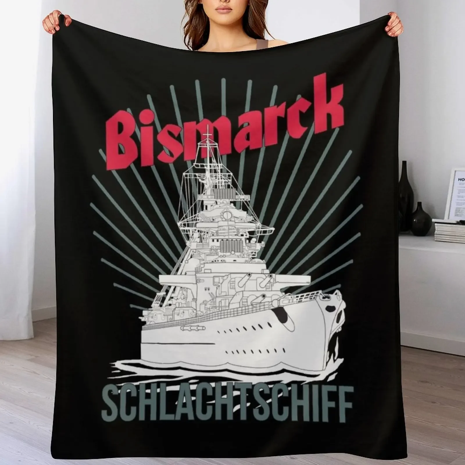 

German battleship Bismarck Throw Blanket for winter Moving Bed Retros Blankets