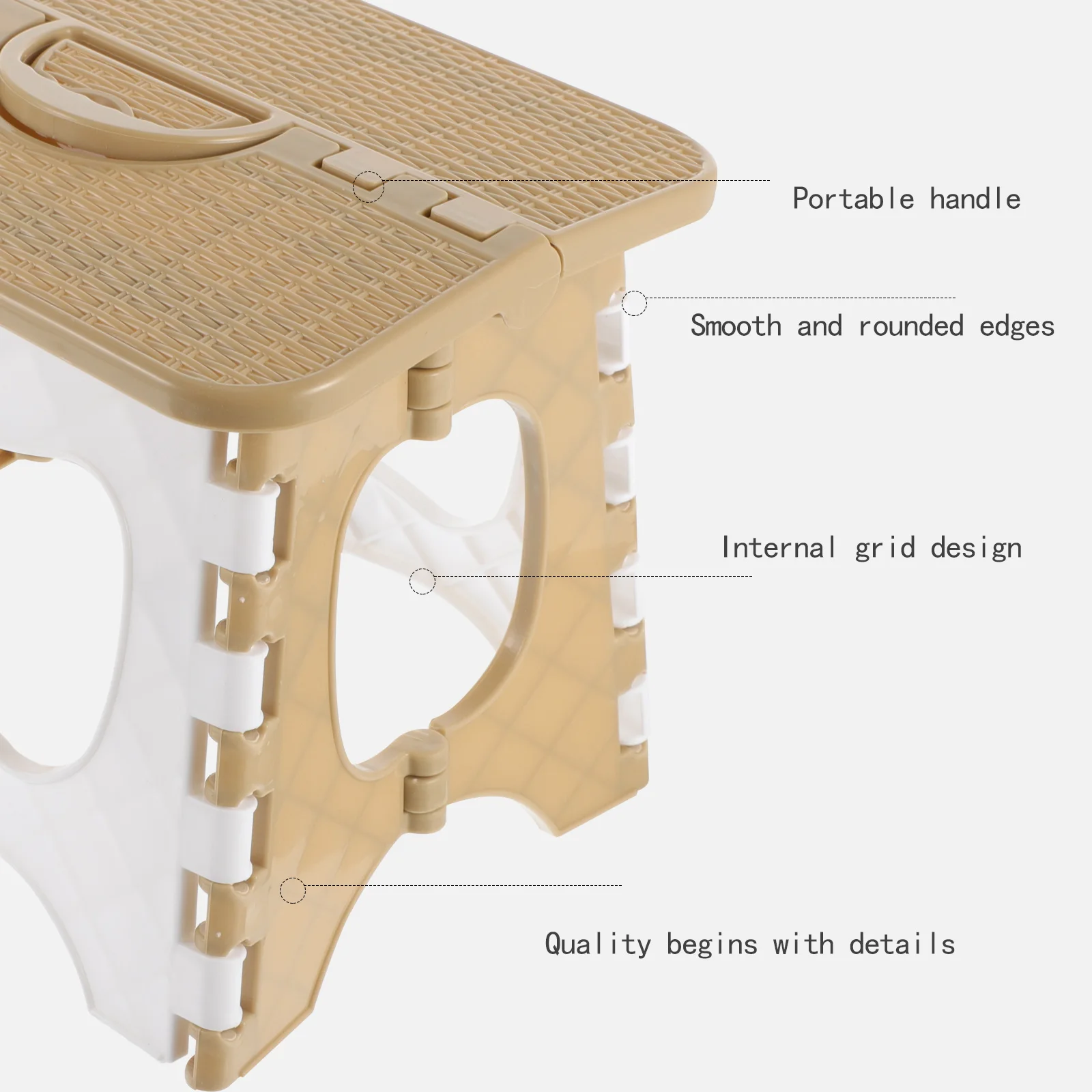 

Foldable Plastic Stool Portable Folding Step Stool Strong Load Carry Handle for Camping Fishing Kitchen Bathroom Garden