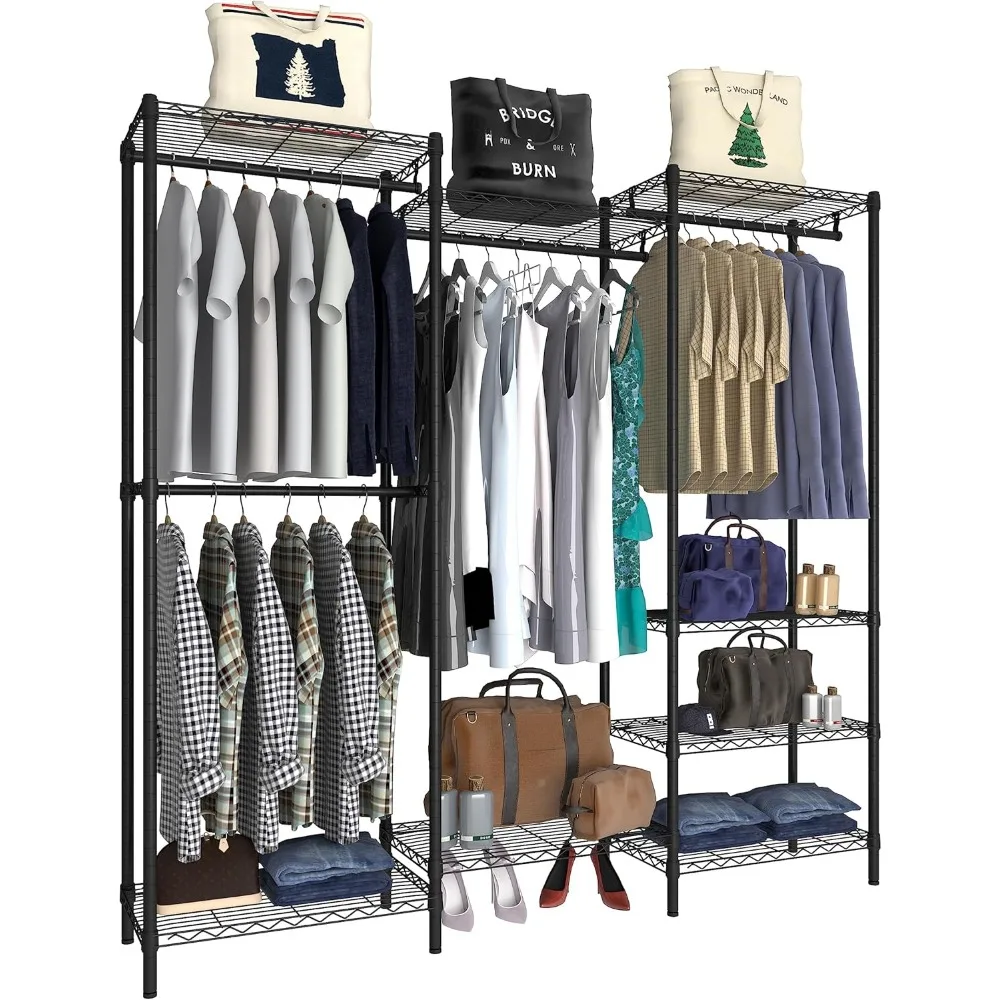 

Closet Clothes Rack, Freestanding Clothing Rack, Metal Garment Rack,Adjustable Custom Closet Rack, 56.7 L x 13.8 W x 75