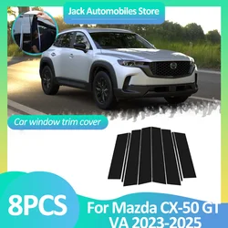 Car Window Cover For Mazda CX-50 CX50 GT VA 2023~2025 2024 Pillar Posts B C Column Sticker Black Carbon Fiber Silver Accessories