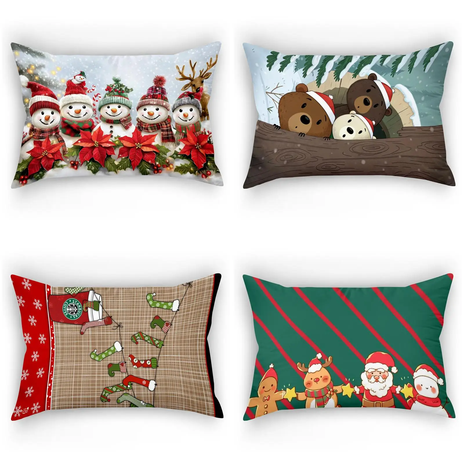 

rectangle Christmas Themed Pillows Cute Winter Holiday Decor Polyester pillowcase, sofa decorative cushion cov