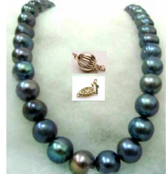 AAA 12-13MM TAHITIAN South China Sea Black BAROQUE Pearl Necklace 18