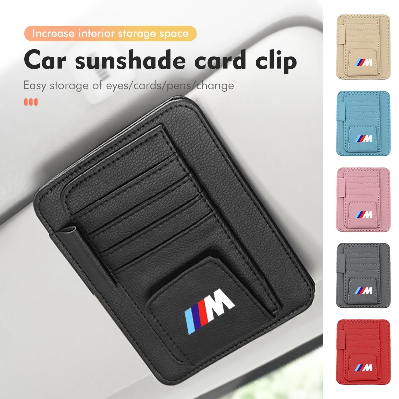 Car Sun Visor Sunglass Mutil-Pocket Document Storage Organizer For BMW Performance X1 X3 X5 E39 E46 E90 F20 E60 F30 M3 M5