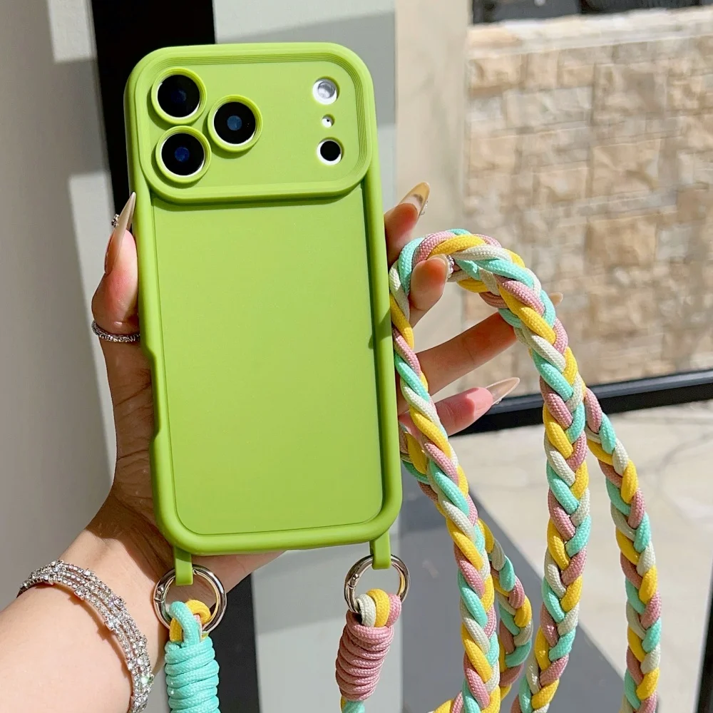 Umhängeband-Gehäuse aus geflochtenem Kabel und Flüssigsilikon für iPhone 18 16 17 Pro Max 15 14 13 12 11 XR XS 8 Plus mit Halskettenriemen – Detail 13