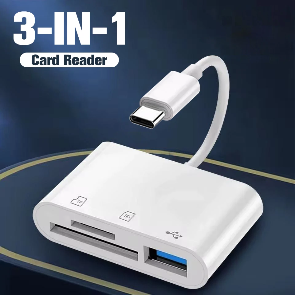 Type-C OTG Adapter TF/SD Card Reader For iPhone for Samsung for Xiaomi Cell phone Accessories 3 in 1 Type-C to USB Connector