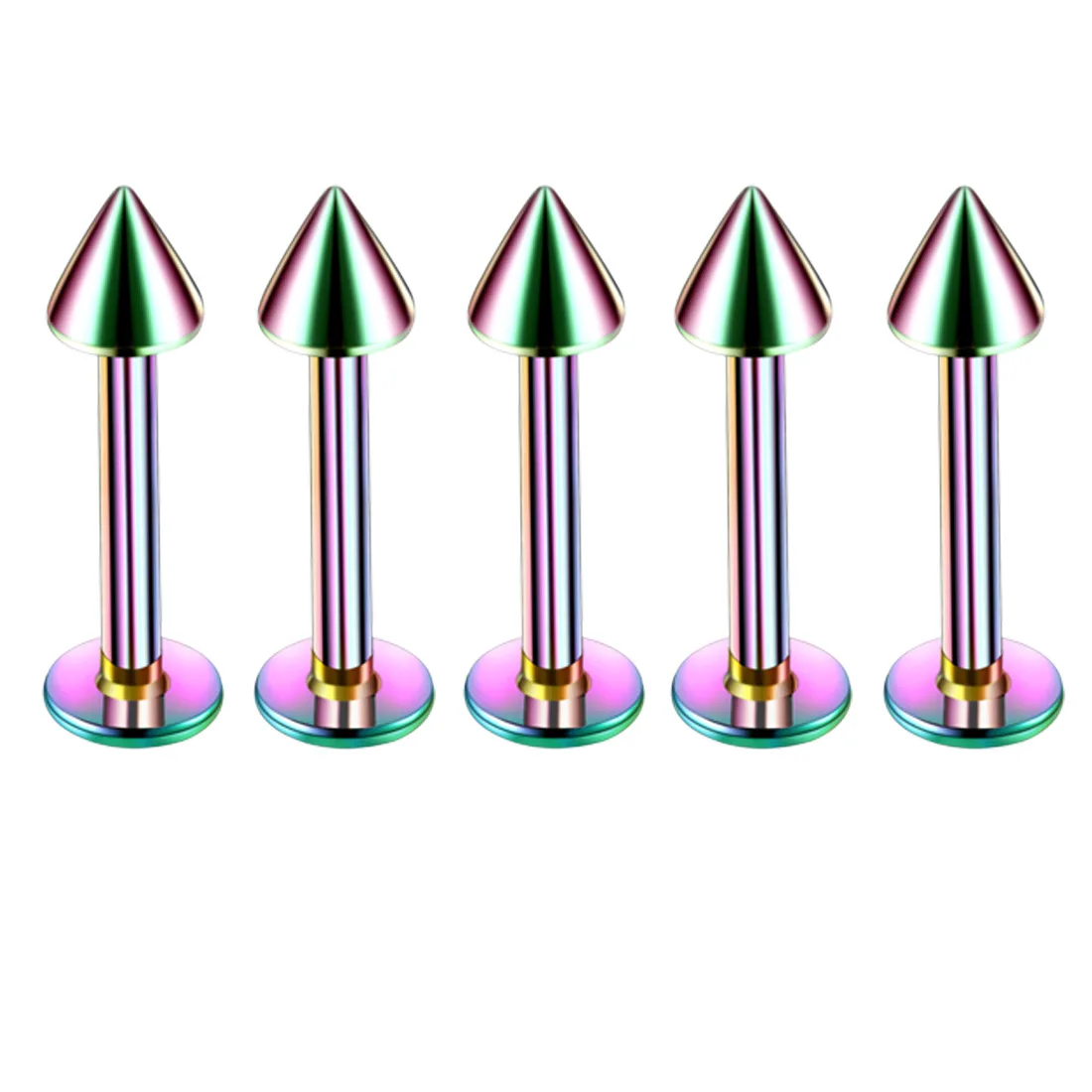 10PC Titanium Spike Ball Labret Stud Nose Lip Helix Bar Stud Taper Tongue Piercing Ear Tragus Cartilage Earring Body Jewelry 16G