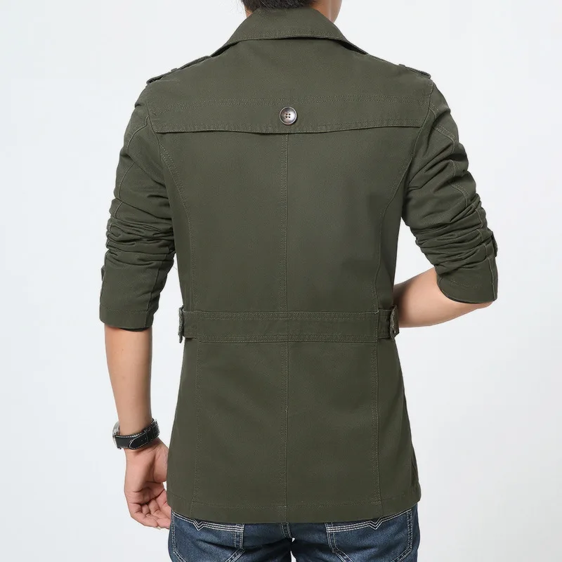 Chaquetas largas cortavientos de negocios para hombres, gabardinas, ropa de calle informal, chaquetas masculinas monocromáticas, Primavera, moda de otoño