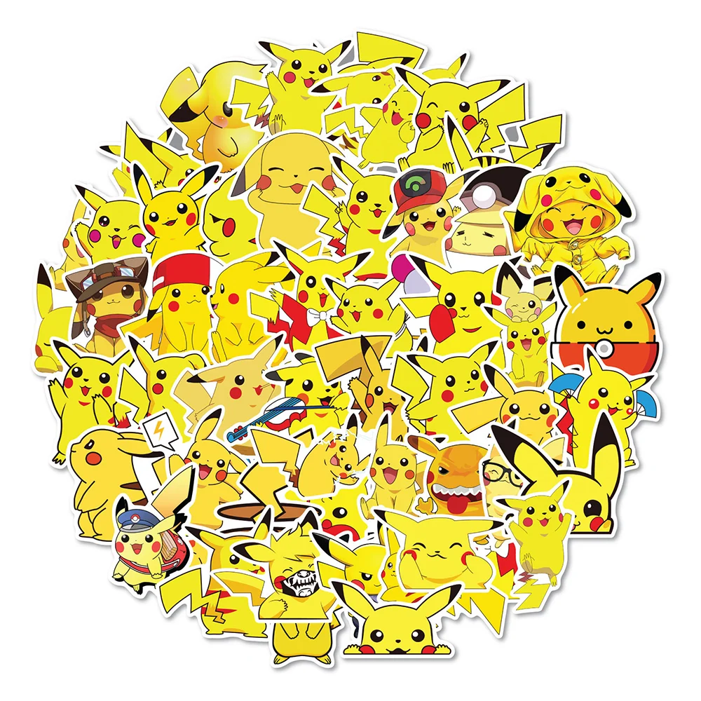 10/30/50pcs Cartoon Cute Pokemon Pikachu Stickers Kids Toy DIY Luggage Phone Case Diary Cool Anime Waterproof Decoration Sticker