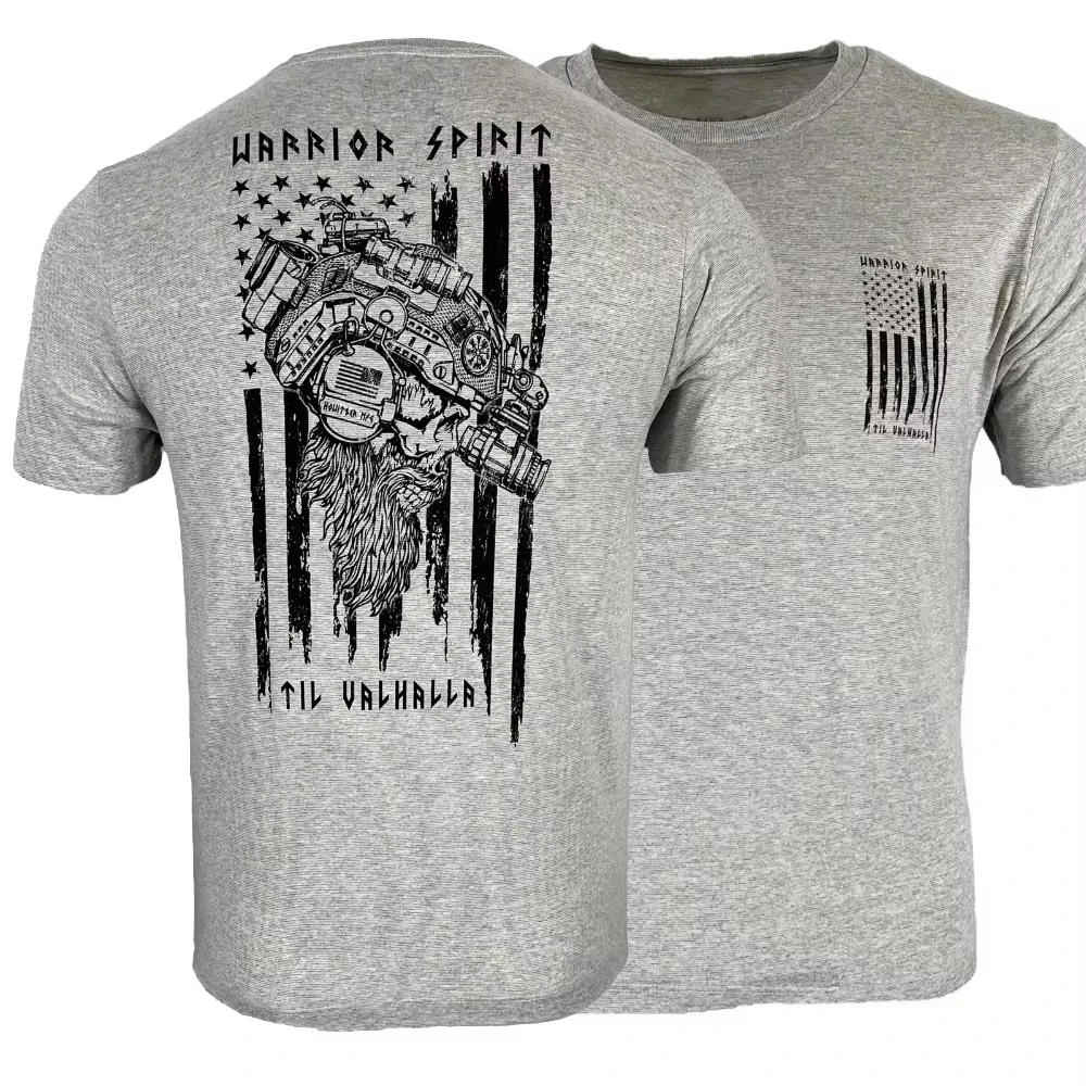 Til Valhalla. America Warrior Spirit Vi king Tactical Skull Military T-Shirt 2026 Cotton O-Neck Short Sleeve Casual Mens T-shirt