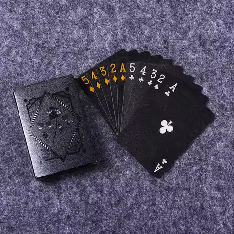Poker PVC Black Grid Thickened Poker Board Game Cards Waterproof Folding Resistant Wear Resistant Plastic Cards