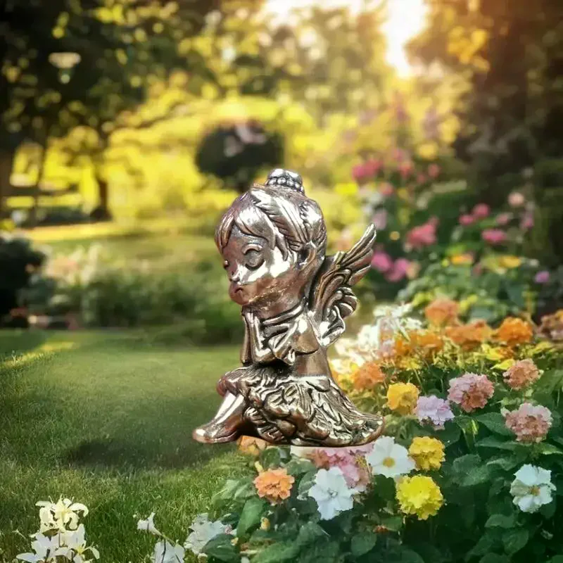 Bring Blessings Home! Vintage Brass Guardian Angel Figurines, Miniature Desktop Ornaments & Crafts