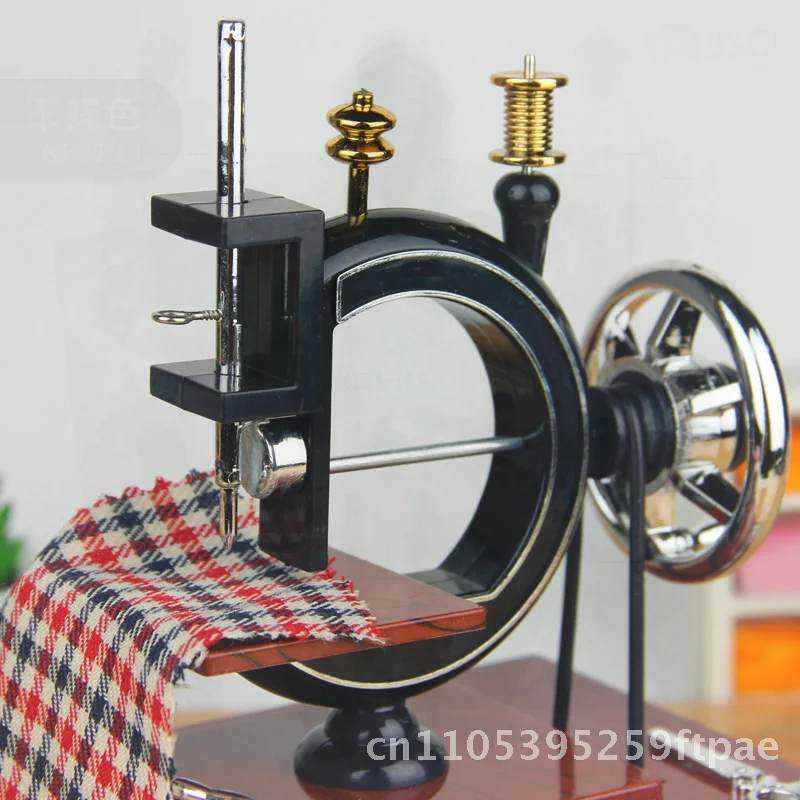 

Retro Imitation Wood Hand Sewing Machine Music Box Creative Crafts Unique Design Musical Instrument for Wholesale