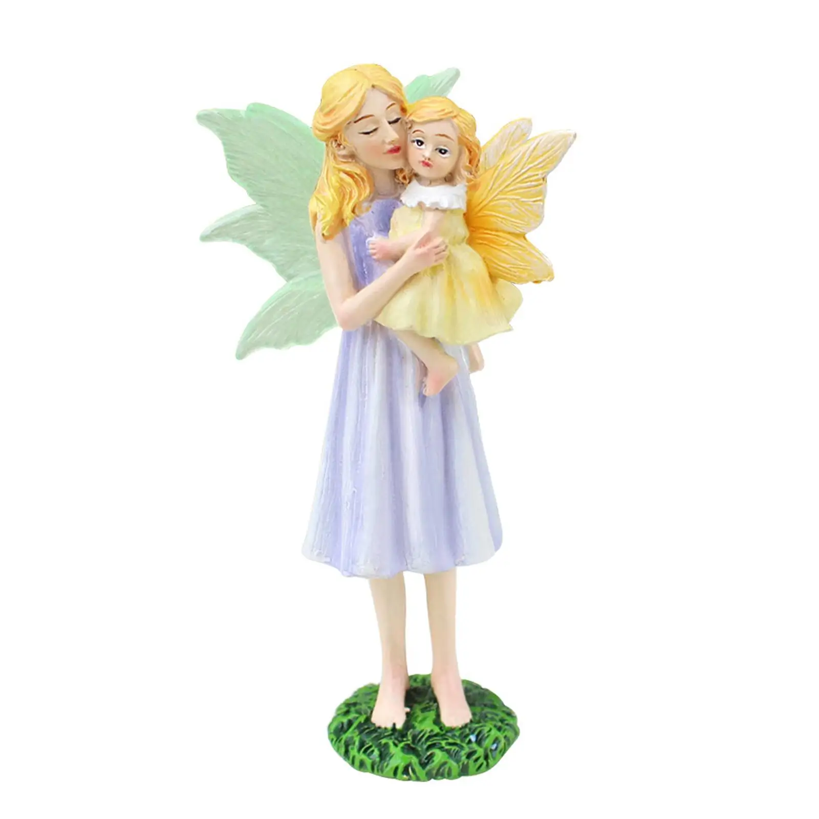Decorative Resin Flower Fairy Figurine with Glowing Wings Miniature Ornament for Fireplace Holidays and Garden Decoration