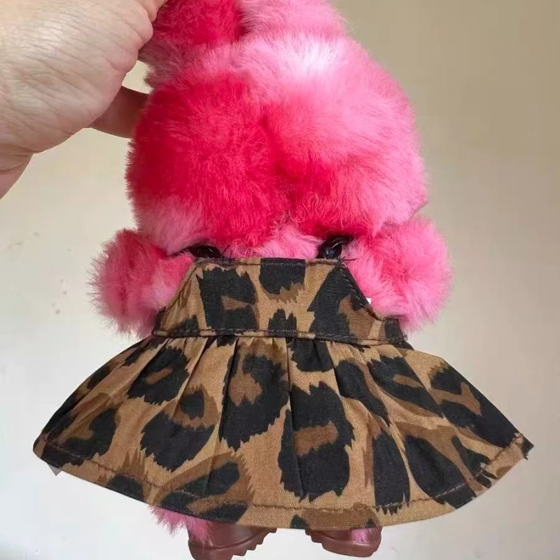 15-17 سنتيمتر Labubu ملابس دمى DIY بها بنفسك ملابس دمى صغيرة الزي اكسسوارات و ليوبارد طباعة فستان هدية عيد ميلاد لعبة أطفال