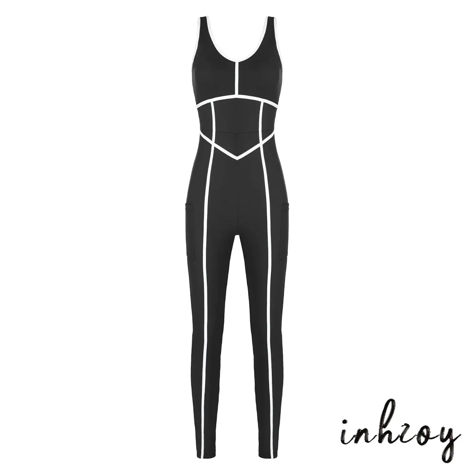 

Женский бесшовный комбинезон для тренировок со встроенным бюстгальтером и универсальными карманами, комбинезон для гимнастики и танцев, комбинезон для фитнеса