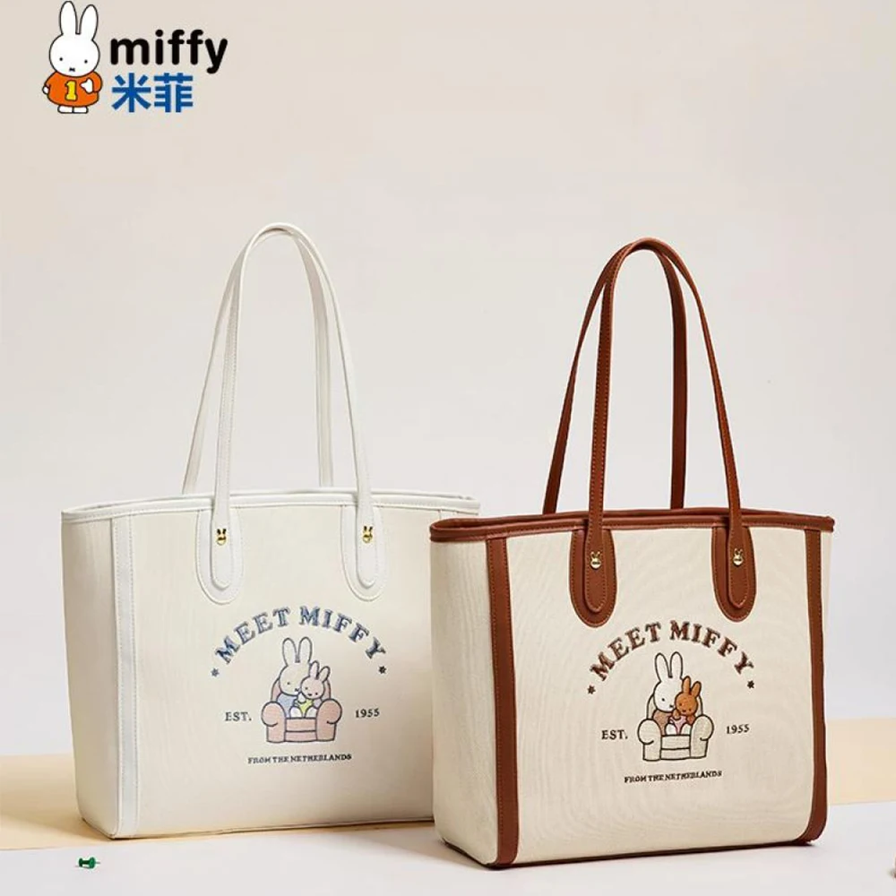 Torba na ramię Miffy, urocza dziewczęca torba o dużej pojemności, modna i uniwersalna torba pod pachę, torba z wykwintnym haftem.