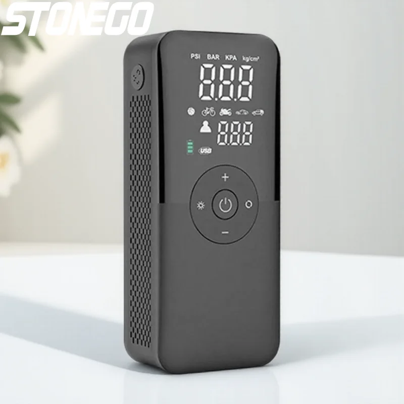 

Портативный перезаряжаемый цифровой воздушный насос для автомобиля, мотоцикла, велосипеда, мячей, беспроводной компрессор 12В
