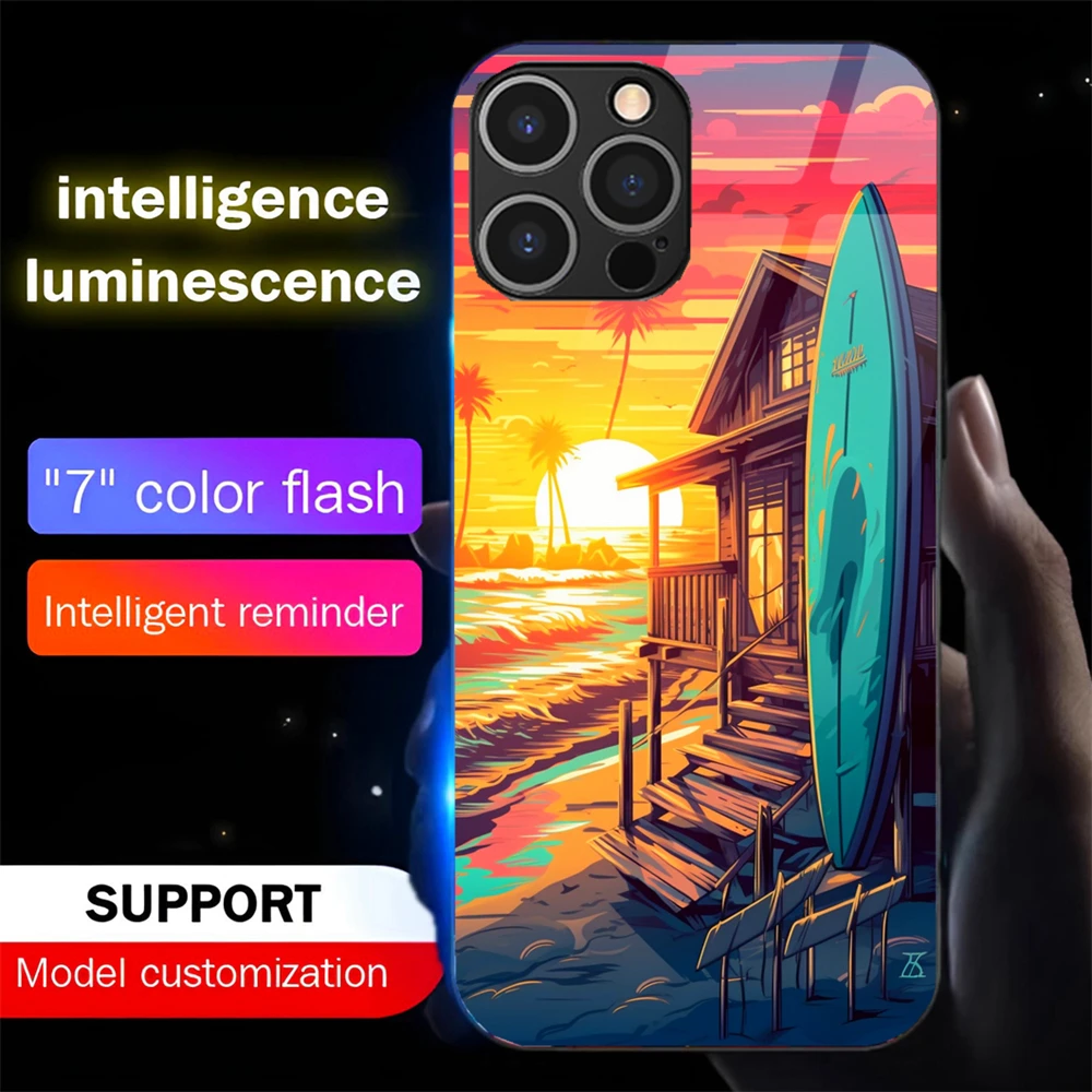 

American Summer Scenery LED Light Up Phone Case Glowing Back Cover For Samsung S26 S25 S24 S23 S22 S21 FE Note 20 Plus Ultra