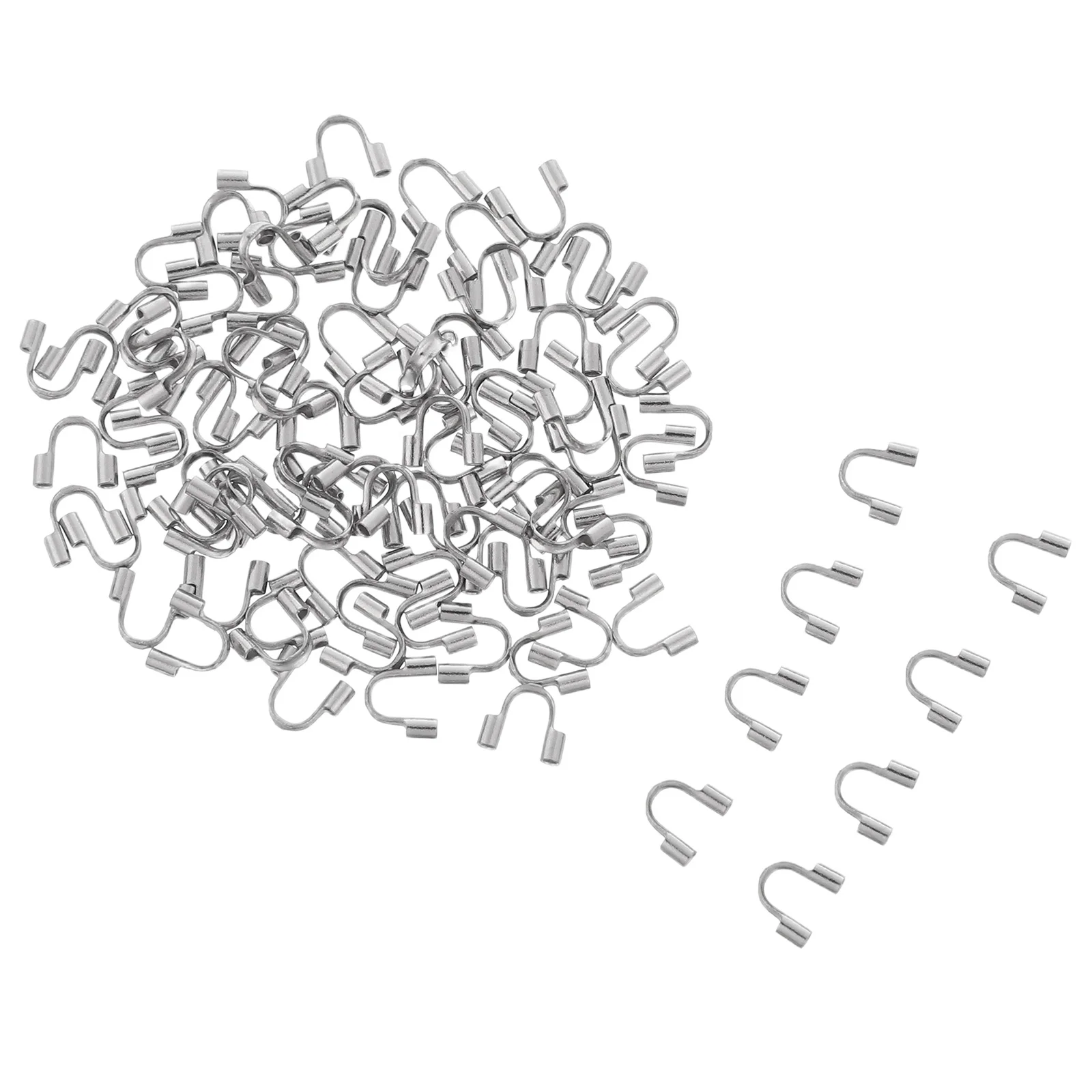 

100pcs Horsehoof Cord Protector Stainless Steel U Shape Wire Guardian For Jewelry Making Diy Necklace Bracelet Findings Supplies