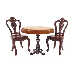 3x 1:12 Scale Miniature Dollhouse Round Table and Chairs Accessories Toys Dining Room Home Micro Landscape Living Room Ornaments