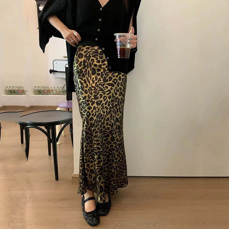 

Leopard Slim Maxi Skirt Women’S Elegant Vintage Skirt Party Club Streetwear Spring Summer Clothes For Ladies