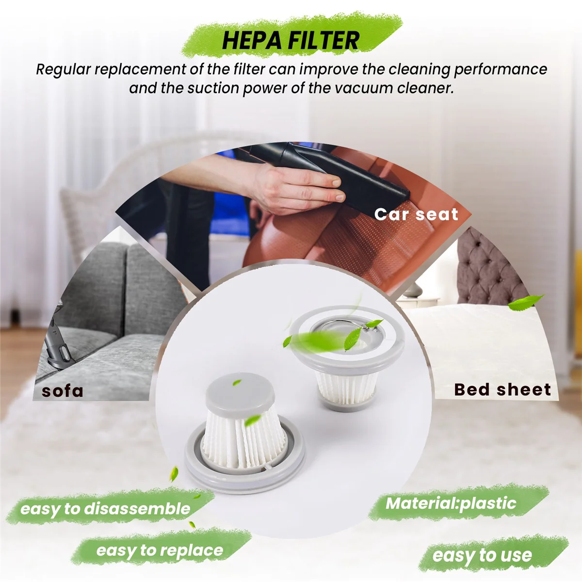 L65A 6PCS HEPA Filter for XIAOMI MIJIA Handy Vacuum Cleaner Home Car Mini Wireless Washable Filter Spare Parts Accessories