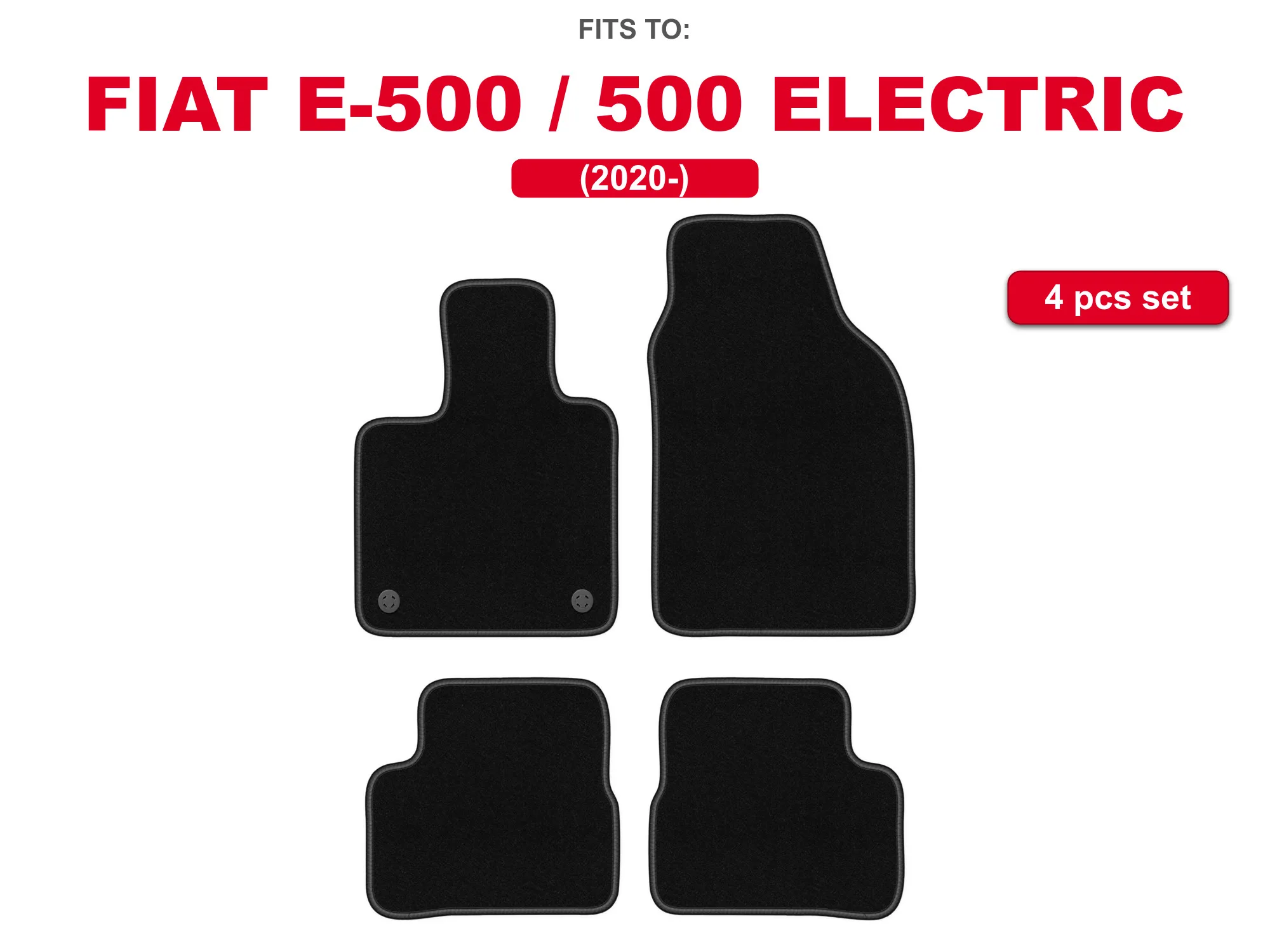 Auto velourmatten voor: Fiat E-500 / 500 Electric 2020- hatchback auto bijpassende automattenset