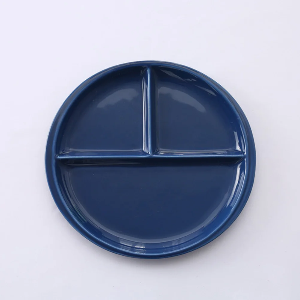

Color Glazed Ceramic Plate 8 Inch Three Compartments Design Elegant for Home Restaurant Breakfast Steak Dish Decoration