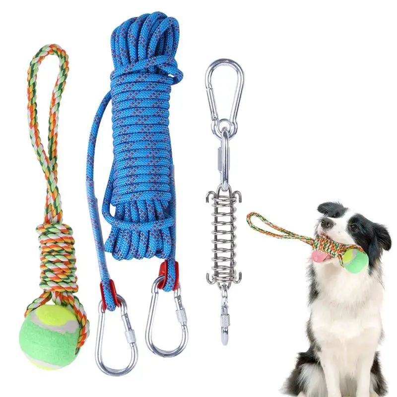 

Dog Rope Toys Muscle Builder Outdoor Toys Interactive Tug Squeaky Toy Muscle Builder Spring Pole Dog Rope For Small Medium Dogs