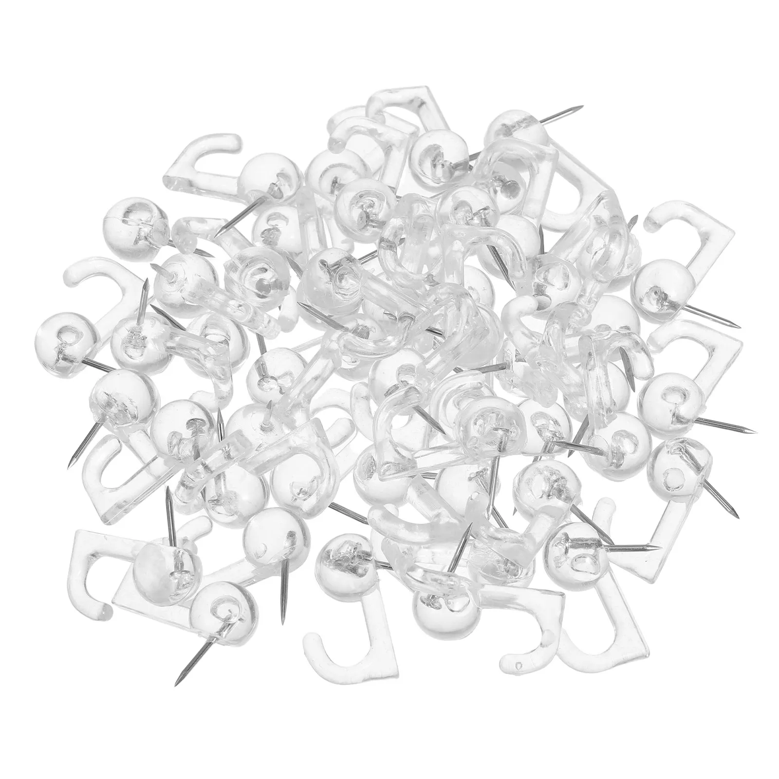 100Pcs Thumb Tacks Clear Push Pin Hooks Transparent for Hanging Photos Bulletin Board Cork Board Wall Office Home School