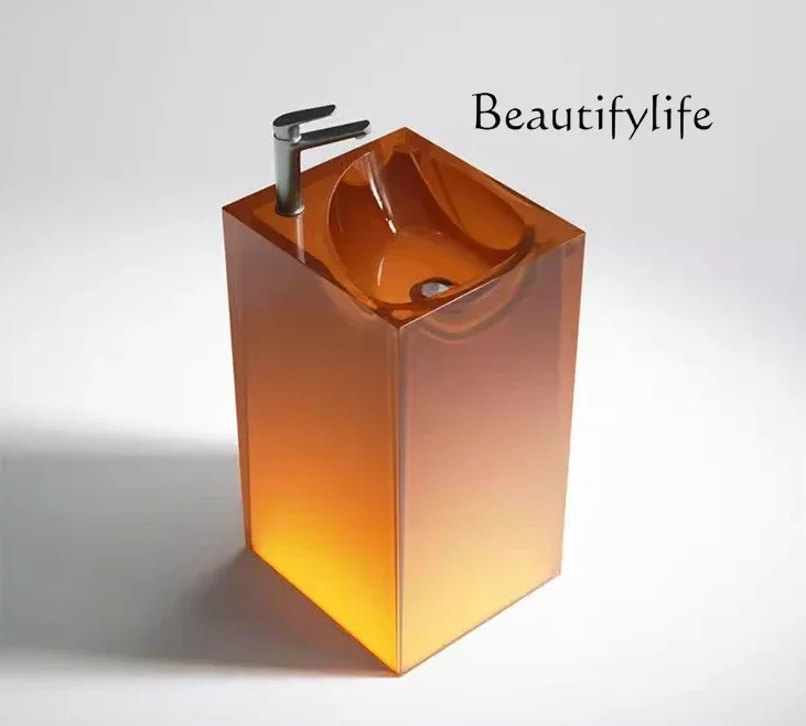 

XE Transparent Color Hotel Homestay Home Bathroom Outdoor Balcony Wash Basin Art Column Basin