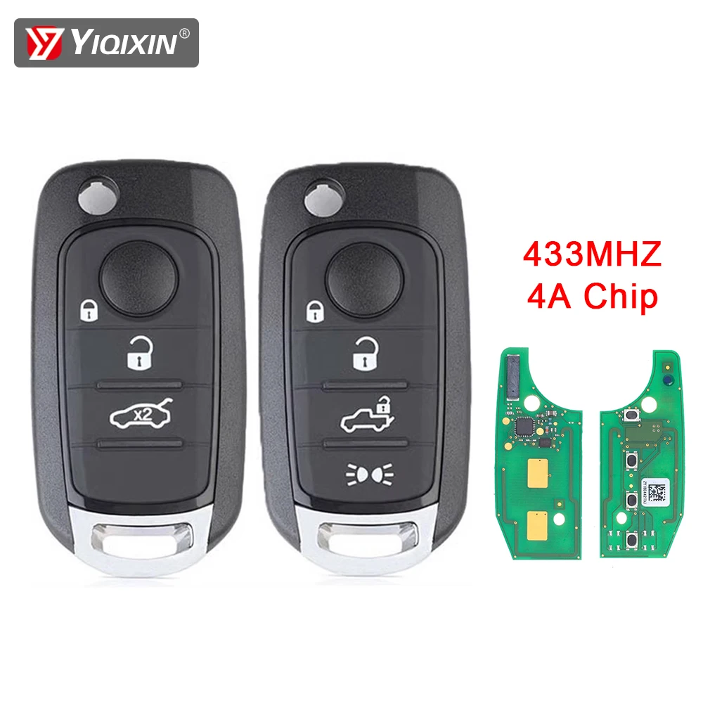 

3/4 кнопки дистанционного управления, откидной автомобильный ключ для Fiat 500X Tipo Egea Crono Toro Nuovo teksto 2016-2018, ключ 433 МГц 4A, чип, необрезанное лезвие