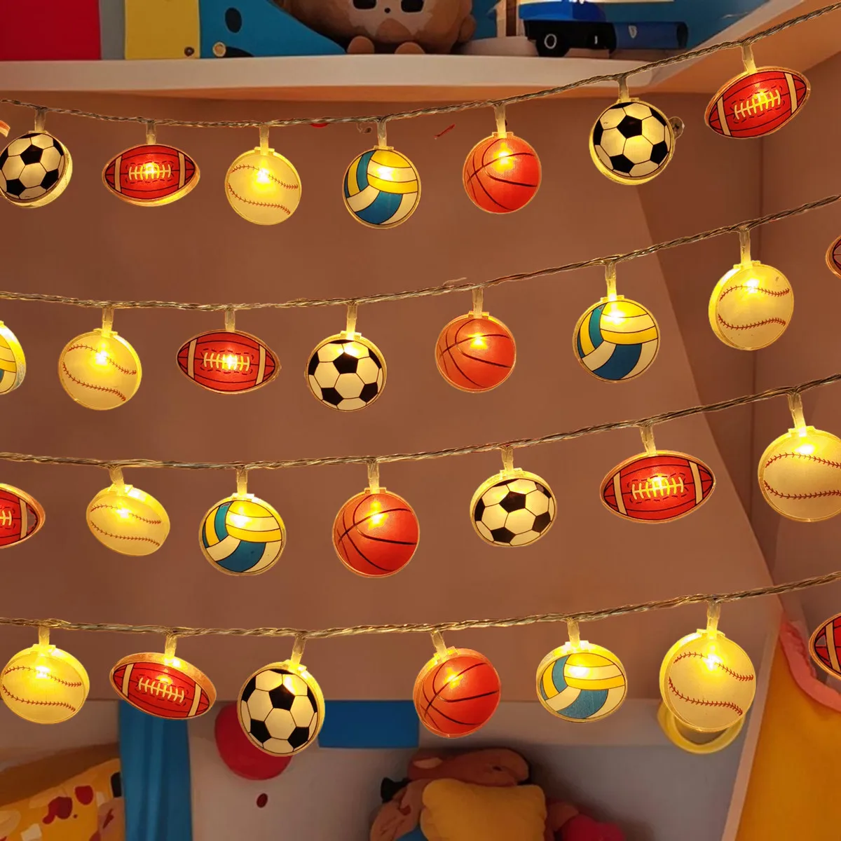 Led الاكريليك الكرة الإضاءة سلسلة غرفة الأطفال الديكور جو الحفلات الدعائم الخفيفة