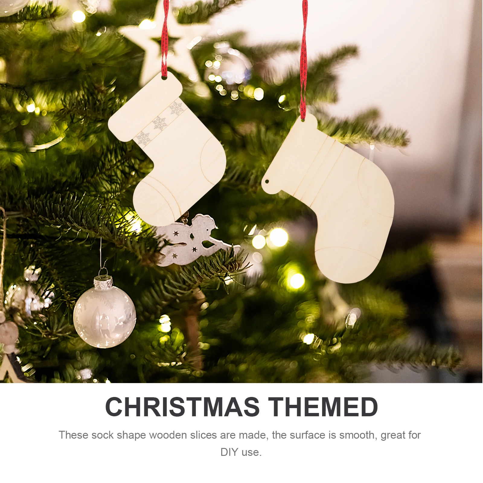 

DIY Crafts Material Christmas Stockings Decoration Materials Wood Sock Tag Beige