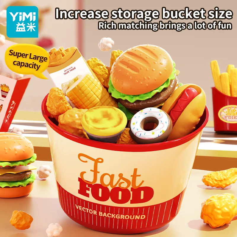 Zestaw do zabawy w fast food, jedzenie do zabawy dla dzieci z burgerem i hot dogiem do składania, plastikowe zabawki jedzenie, akcesoria do zabawy w kuchnię, odgrywanie ról