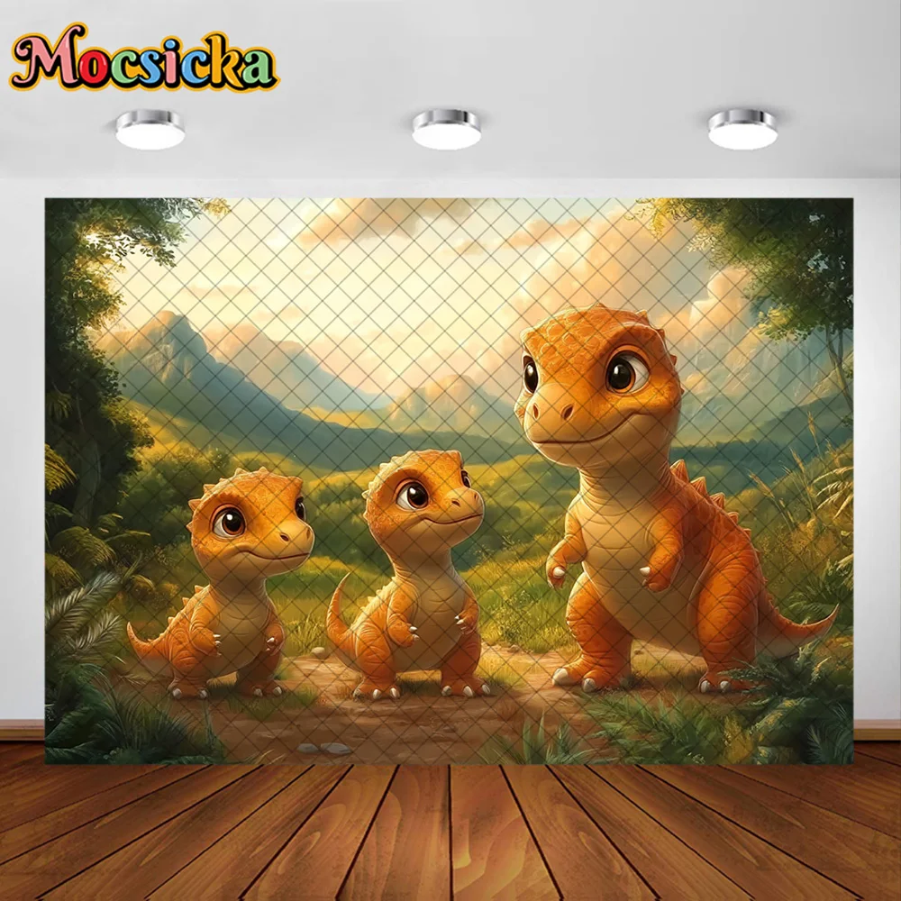 Mocsicka фон для фотосъемки милые маленькие динозавры украшения детский первый день рождения торт Smash портреты фоны для фотографий