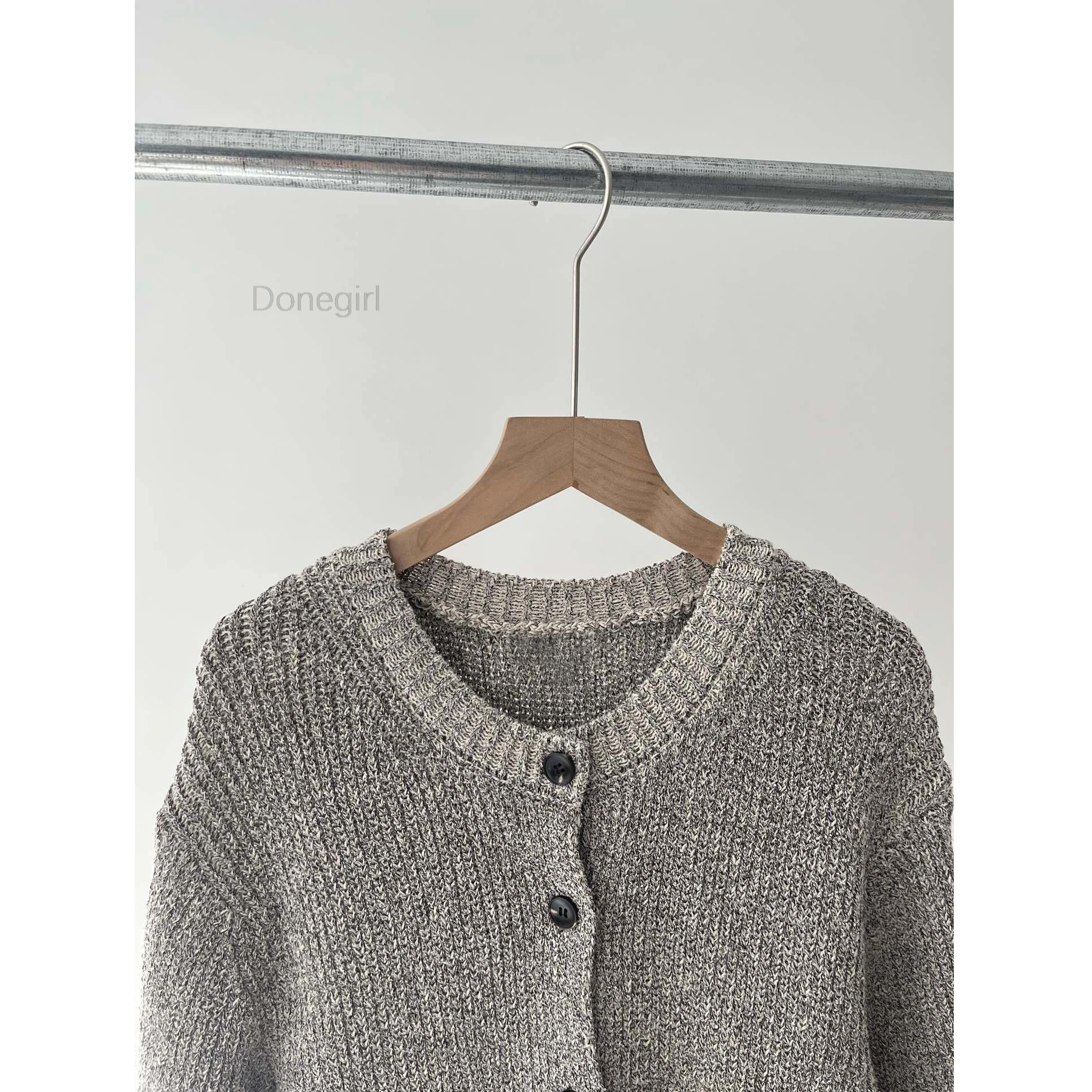 2024 Autumn Cropped Cardigans For Women Knitted Sweaters Cardigan Female Short Sleeve Knitwear Coat Top