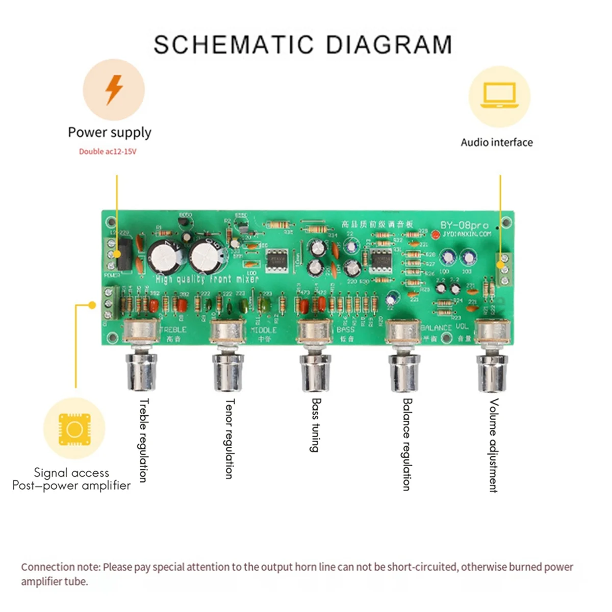 M18K-2.0 Hifi Audio Preamplifier Board Midrange Treble Balance Adjustable Audio Preamp Board with Tone Control