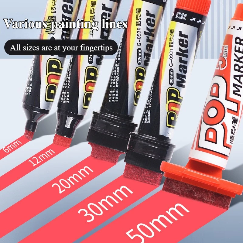 

6/12/20/30/50 мм, 12-цветный маркер, можно добавить чернила, быстросохнущий, водонепроницаемый для POP-плакатов, рекламный дизайн, граффити