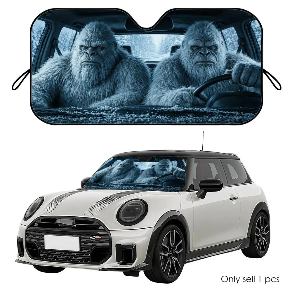 

Yeti Snow Road Trip Sun Visor Reusable Aluminum Foil Car Windshield Sun Visor UV Heat Insulation Cover Shade