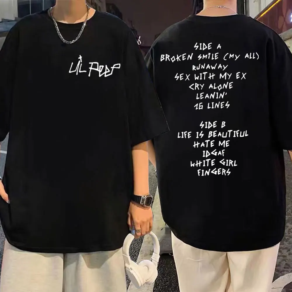 

Rapper Lil Peep Double Sided Print T Shirt Men Women Trend Fashion Short Sleeve T-shirts Summer Street Hip Hop Oversized T-shirt