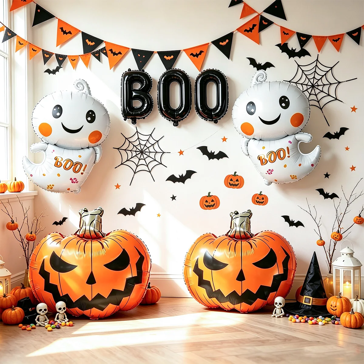 7 Stück Halloween-Geister-Kürbis-Ballons, perfekt für Halloween, Geburtstage, Spukhäuser, Innen- und Außendekorationen