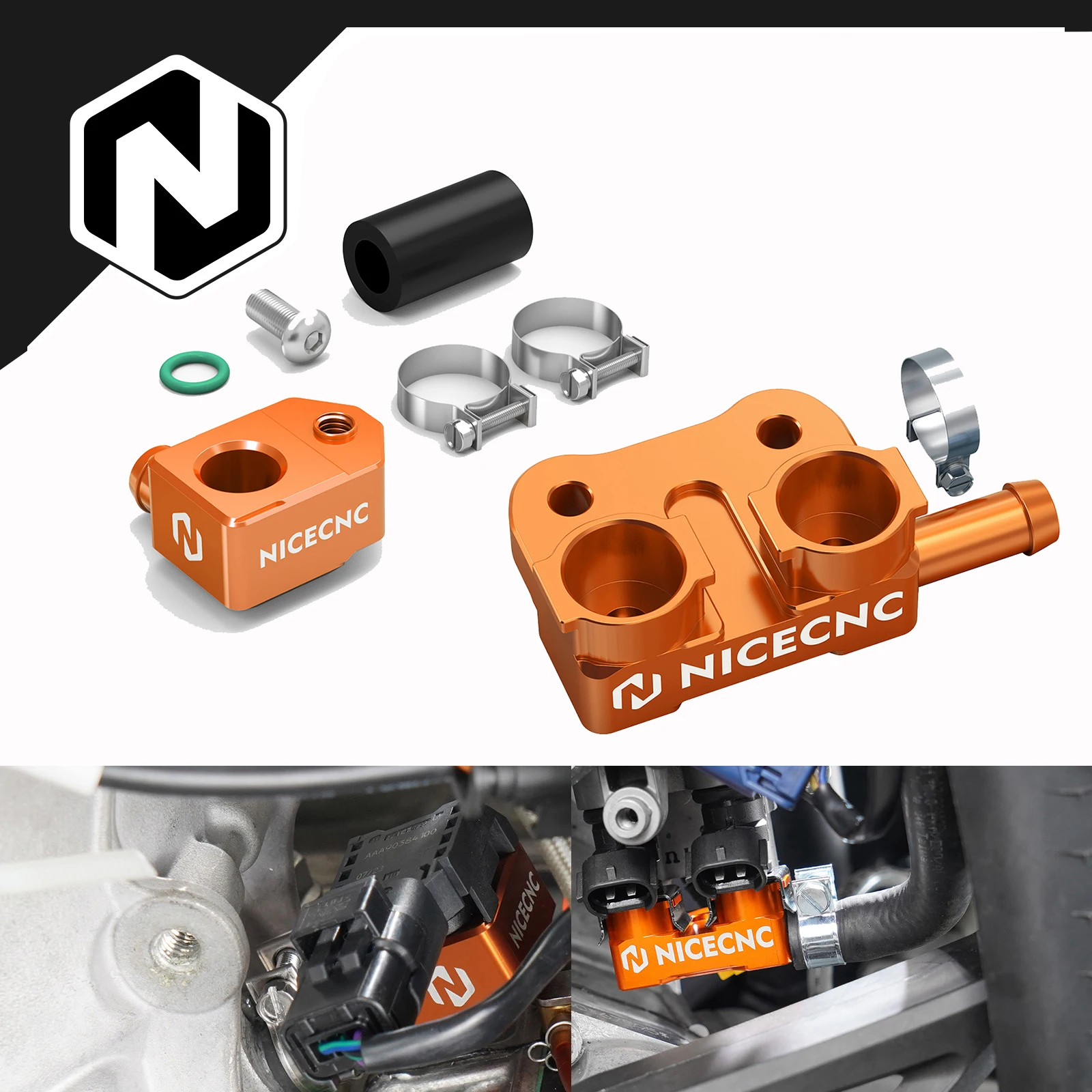 NICECNC For KTM EXC 300 2024-2025 TBI High Flow Fuel Rail & Crankcase Pressure Sensor Bracket EXC 250 XCW 300 SX 125 XC300 SX250