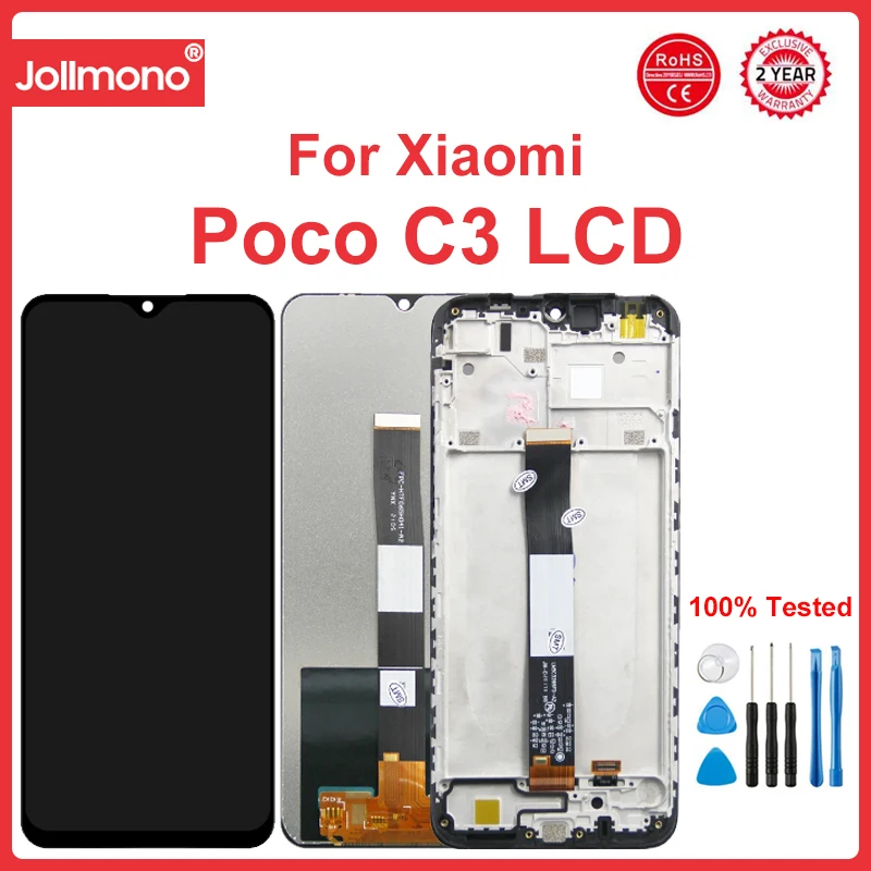 

6.43'' Poco C3 Screen Replacement with Frame, for Xiaomi Poco C3 M2006C3MII MZB07RIIN Lcd Display Digital Touch Screen Assembly