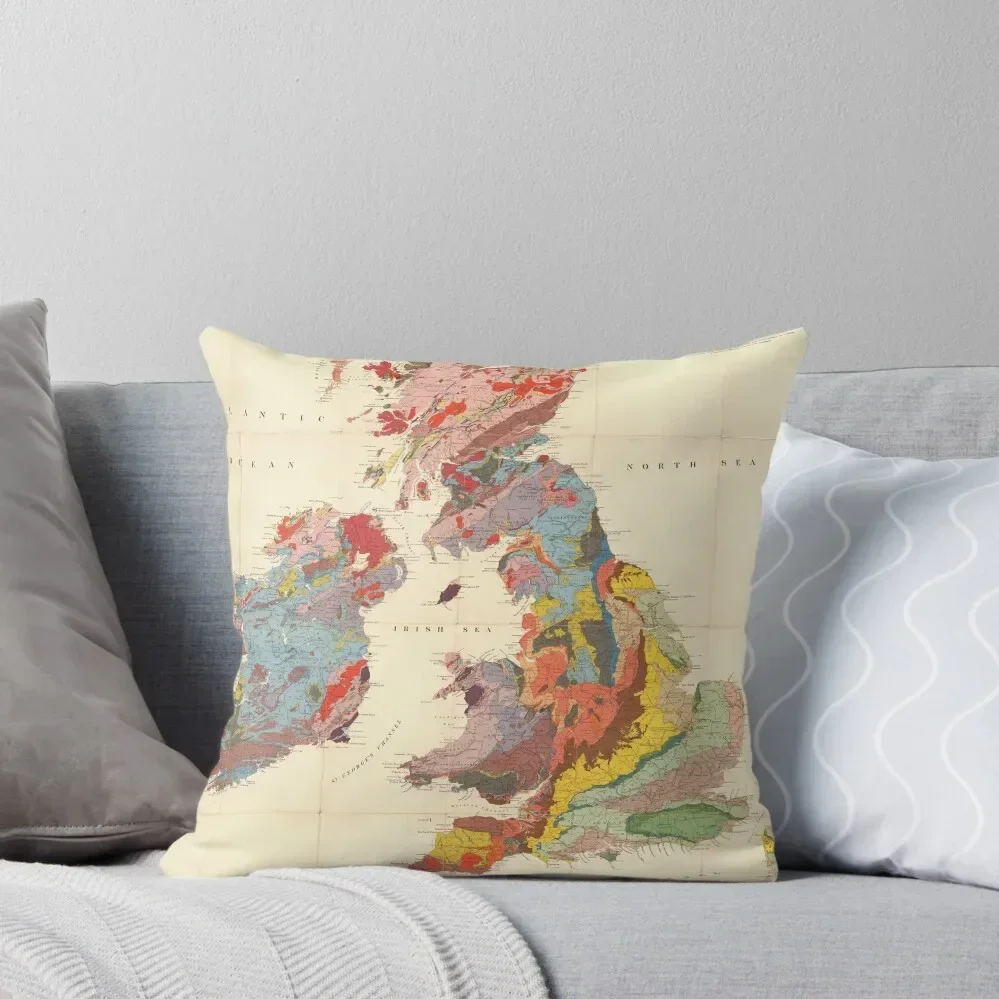 Vintage Geological Map of The British Isles (1912) Throw Pillow Sofa Covers luxury throw pillow covers pillow