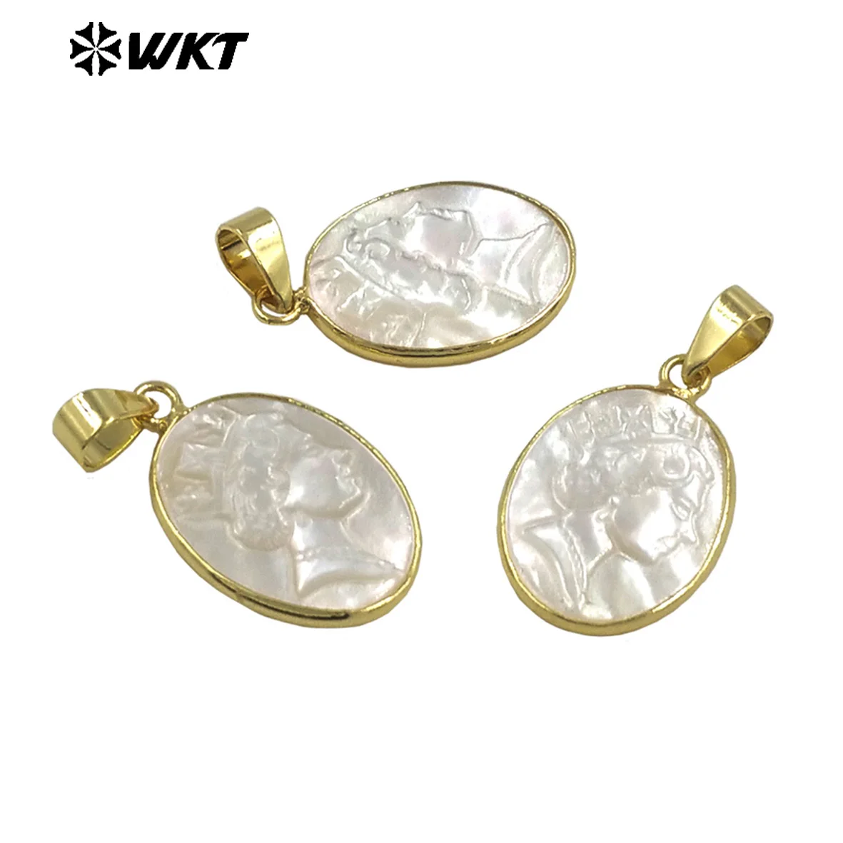 

WT-JP331 WKT 2025 Queen Elizabeth Noble Oval Pendant Party Women Gifts 18k Gold-Plated Fashion Exquisite Trendy Sale Findings