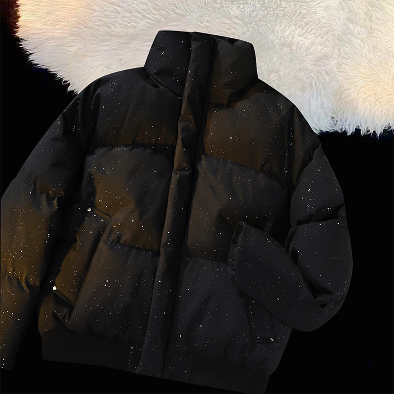 Winter Neue Streetwear Stern Design Baumwolle Jacke männer Dicke Warme Mantel High Fashion Übergroßen Lose Fit Street Style Mit Kapuze parka