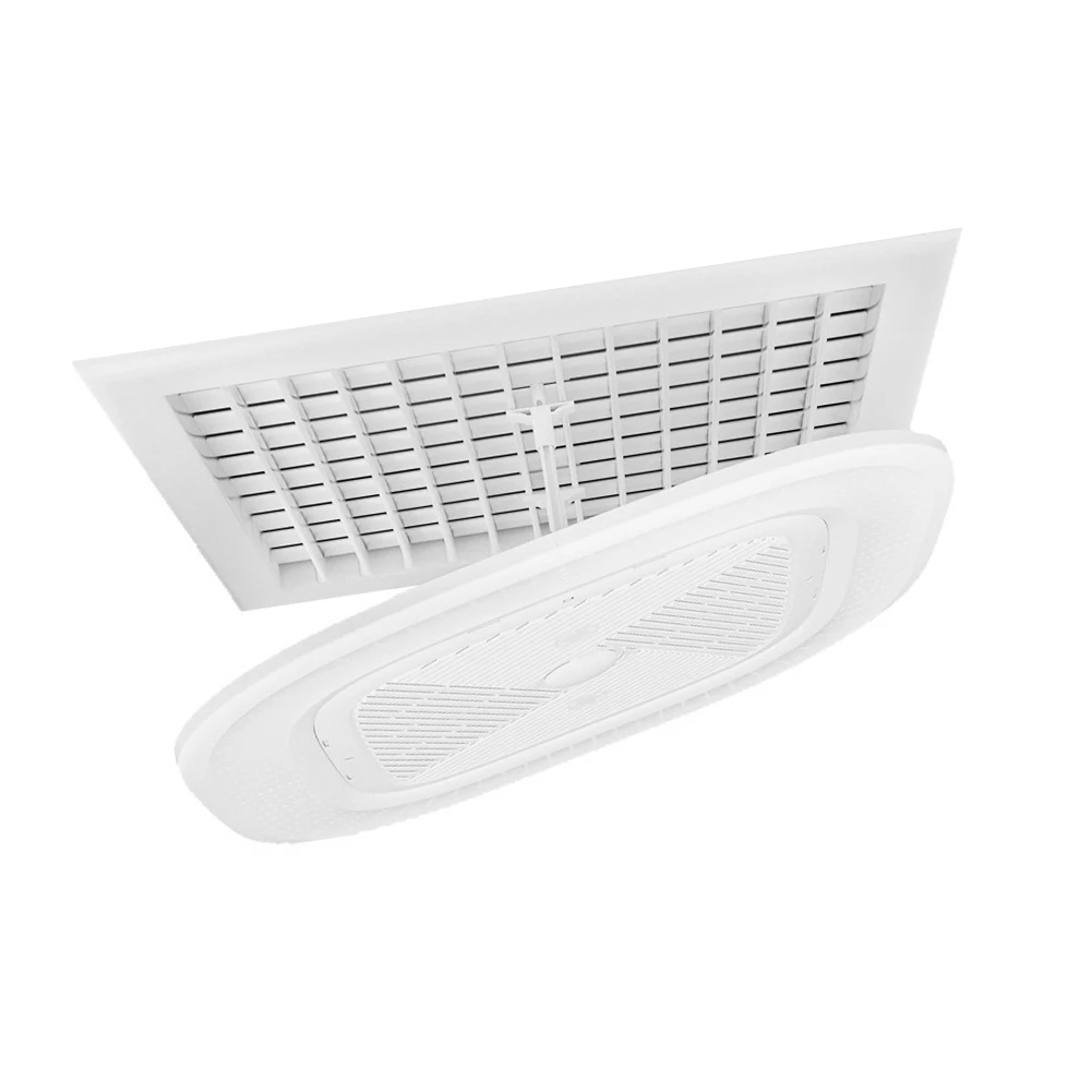 Air Conditioner Square Ceiling Vent Deflector Cover 40x40x5cm ABS White Central AC Baffle with Adjustable Louver Design