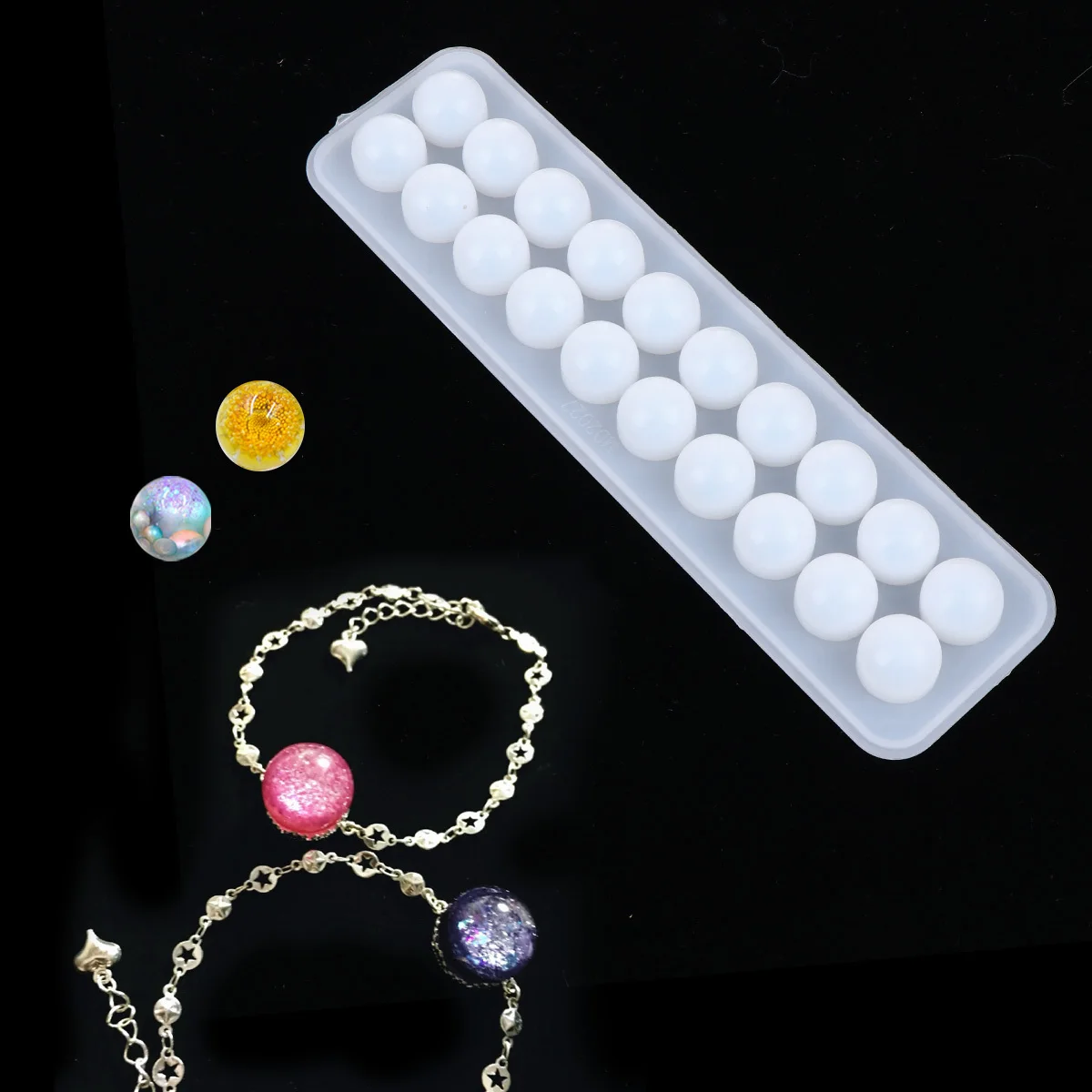 

Dry Flower Pendant Silicone Mold Round Beads Flexible Transparent Resin DIY Jewelry Craft Making Sphere Ball Bead Mold